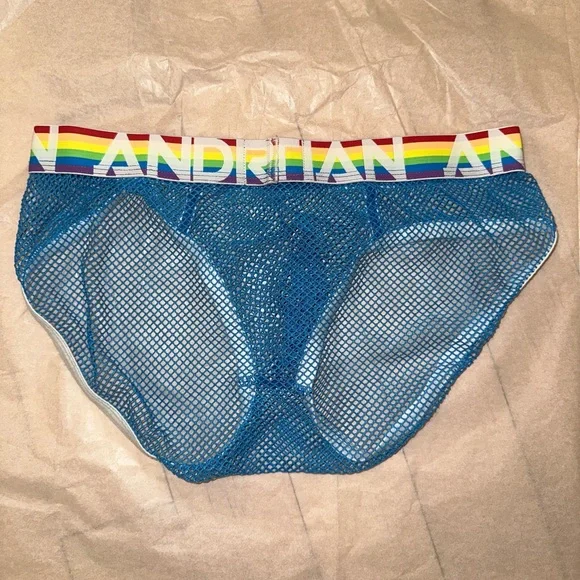 Andrew Christian Pride Blue Mesh Briefs - Picture 2 of 2